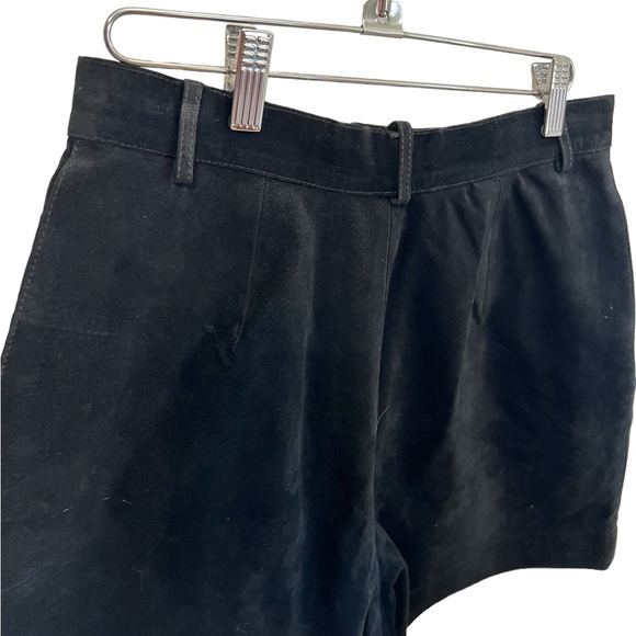 Via Max 100% leather suede vintage pleated high waisted shorts Waist 28 Black - Picture 5 of 7